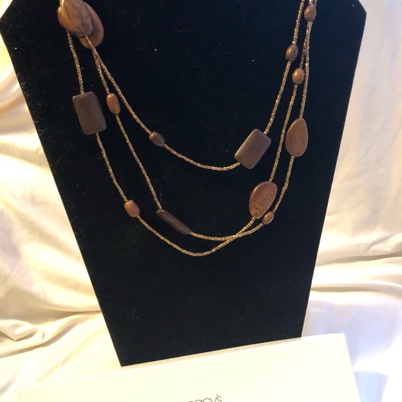 Multi layered brown bead and stone Macy’s necklace - Picture 2 of 3